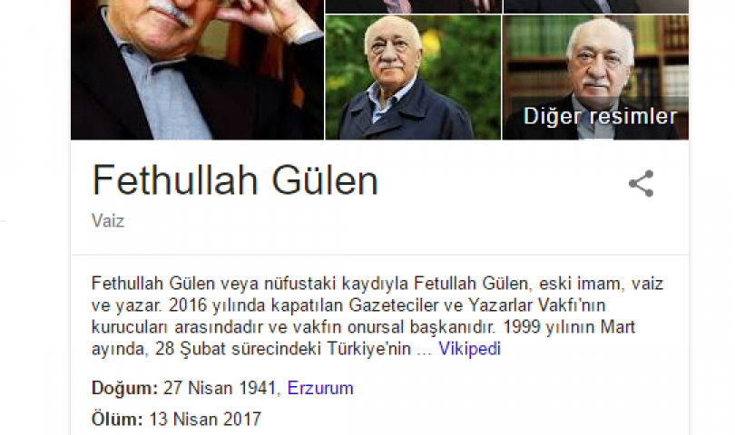 Google, Fethullah Gülen'in ölüm tarihini yayınladı