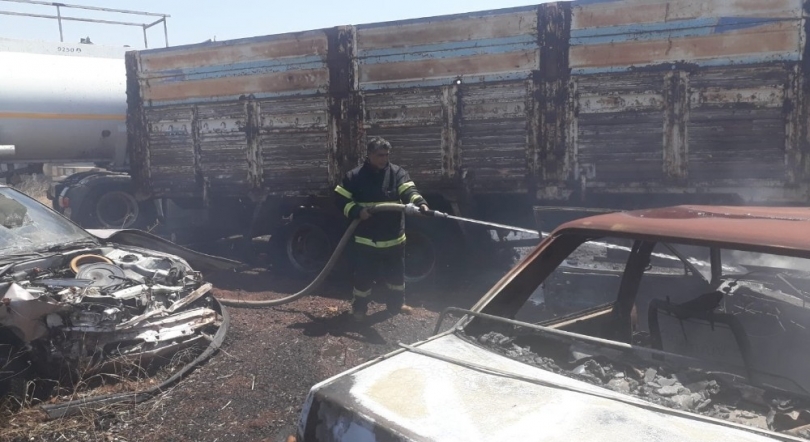 Gaziantep’te yediemin otoparkında yangın