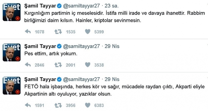 Tayyar’dan Pes açıklaması