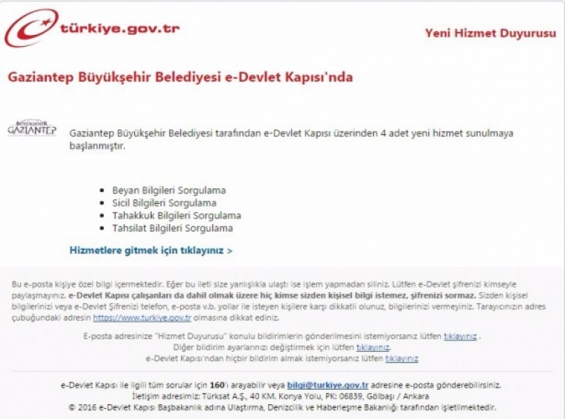 Gaziantep Büyükşehir Belediyesi E-Devlet Sistemine Geçti