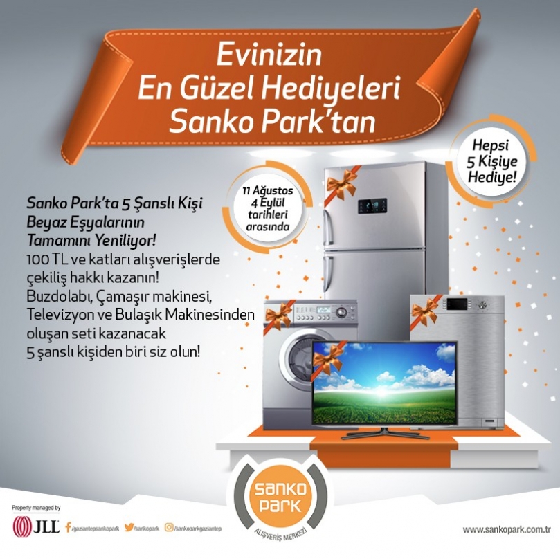 SANKO Park’tan 5 Şanslı Kişiye Beyaz Eşyalarının Tamamı Hediye
