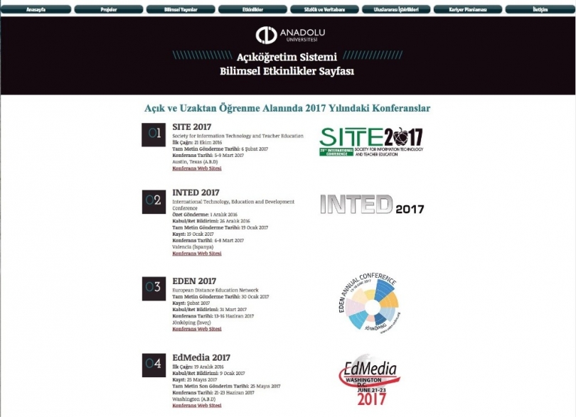 Açıköğretim Sistemi Bilimsel Etkinlikler Sayfası yeni döneme hazır