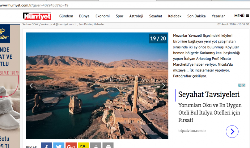 Hasankeyf fotosu ile Gaziantep'i anlattı