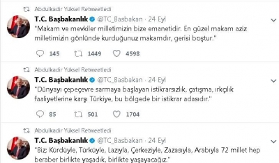 Milletvekili Yüksel’in son paylaşımı Başbakanın söylemleri oldu