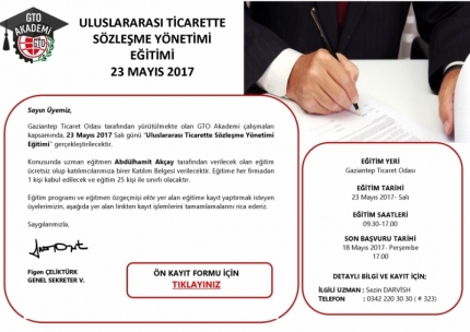 Uluslar Arası Ticartte Sözleşme Yönetimi Eğitimi