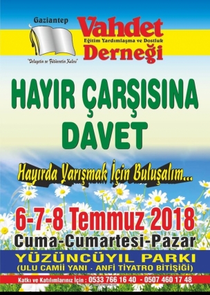 Vahdet derneğinden hayır çarşısı